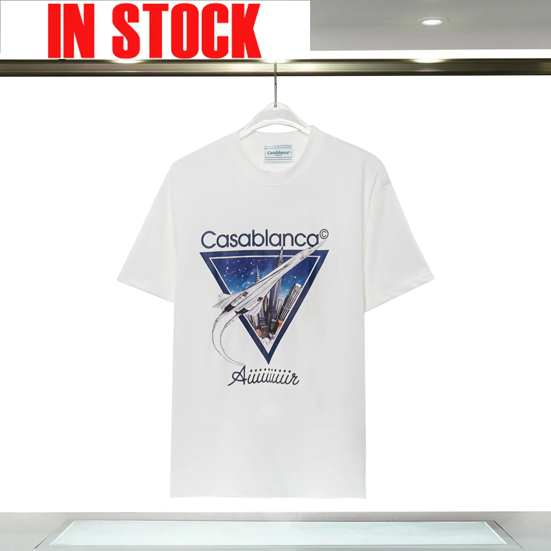 

New Harajuku Spring Casablanca Starry Sky Monogram Printed T-shirt Men's and Women's Cotton Casual Fashion T-shirt