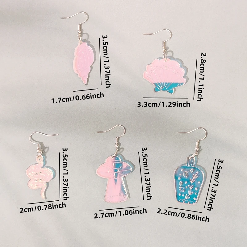 KUGUYS радужные милые женские висячие серьги голографические раковины ваза змея