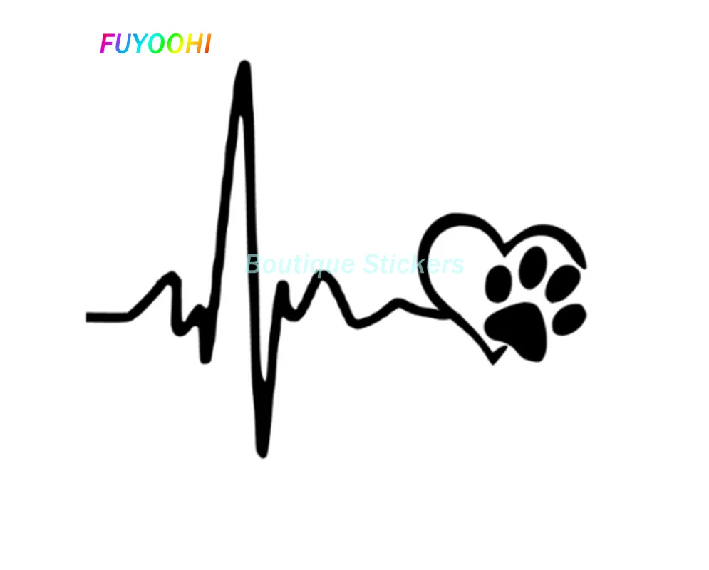 

FUYOOHI Exterior/Protection Boutique Stickers Heartbeat Lifeline Paw Print Funny Vinyl Decal Sticker Window Heart Love