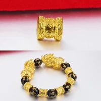 hoyon gold color jewelry 24k original six character mantra barrel beads diy accessories gold pixiu bracelet bracelet accessories