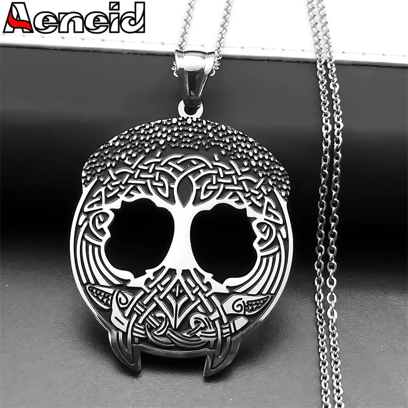 

Celtic Irish Knot Tree of Life Necklace for Women Men Stainless Steel Silver Color Skull Shape Necklaces Jewelry Gift NXXXXS04