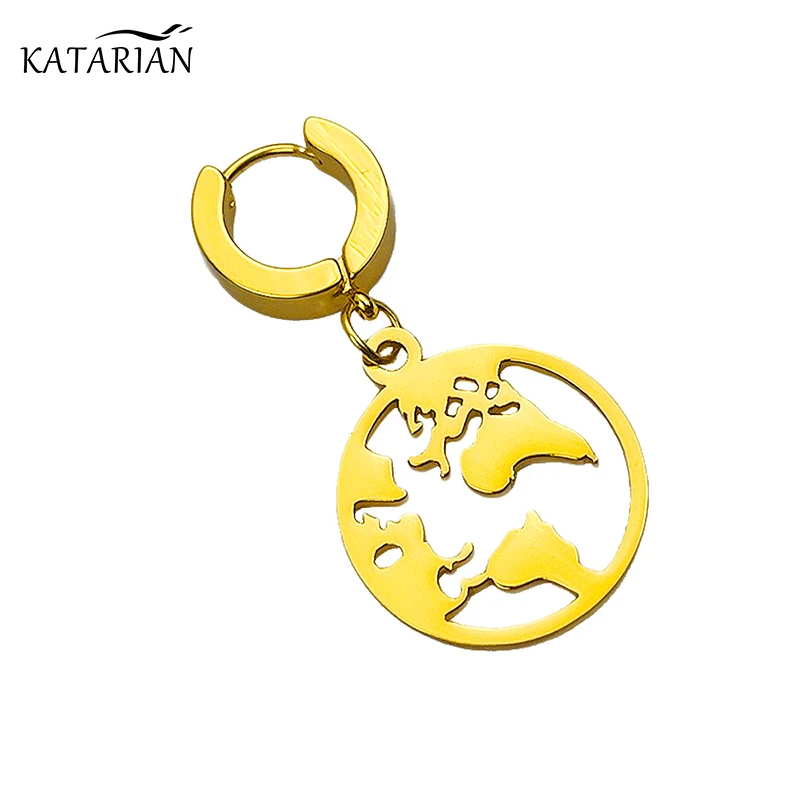 

Fashion Map Earrings Geometric Stainless Steel Earrings Women Men Jewelry Gift