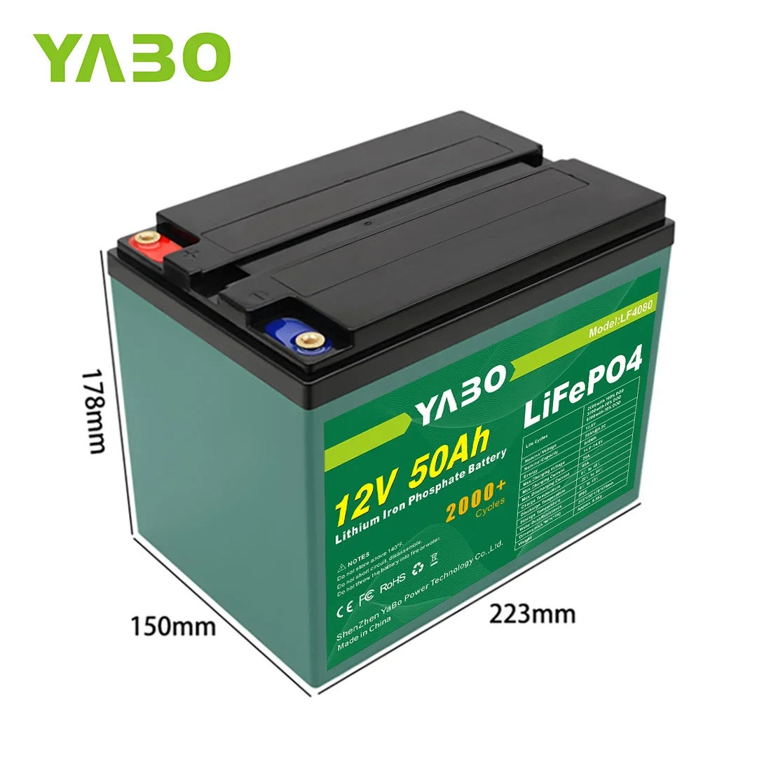 Стандартный терминал M6 литий-ионный аккумулятор глубокого цикла LiFePO4 класс A