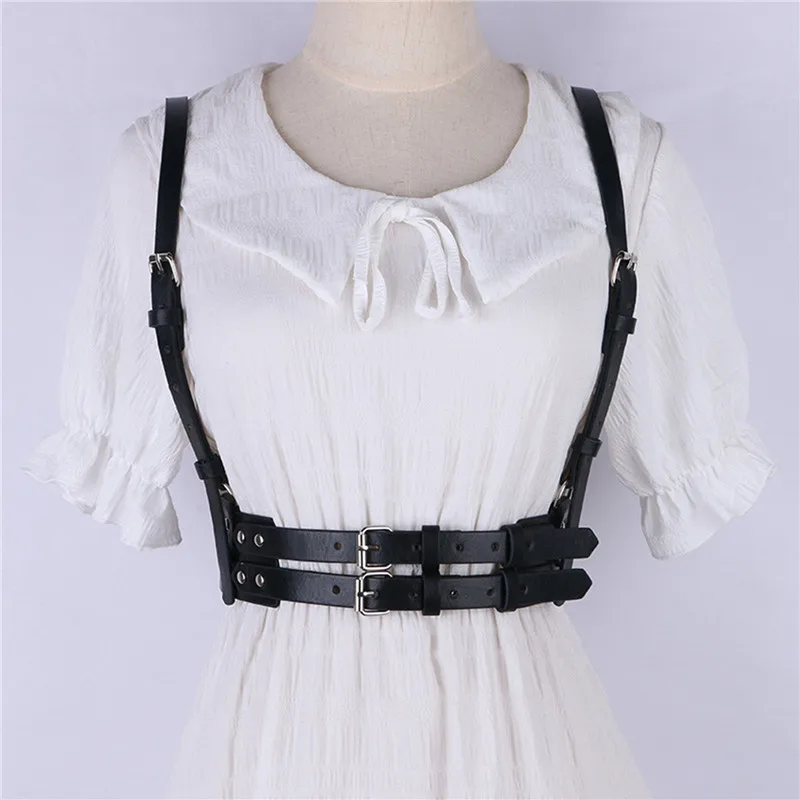Women Leather Suspender Fashion SexyHarness Belt Adjustable Chest Waist Body Bondage Straps Gothic Punk Lingerie Garter Belt