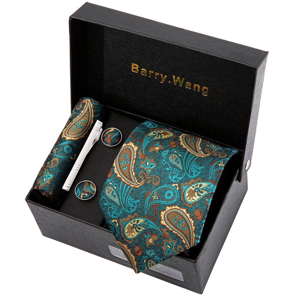 Pocket Square Cufflinks Clips Sets New Silk Woven Ties Wedding Party Barry.wang