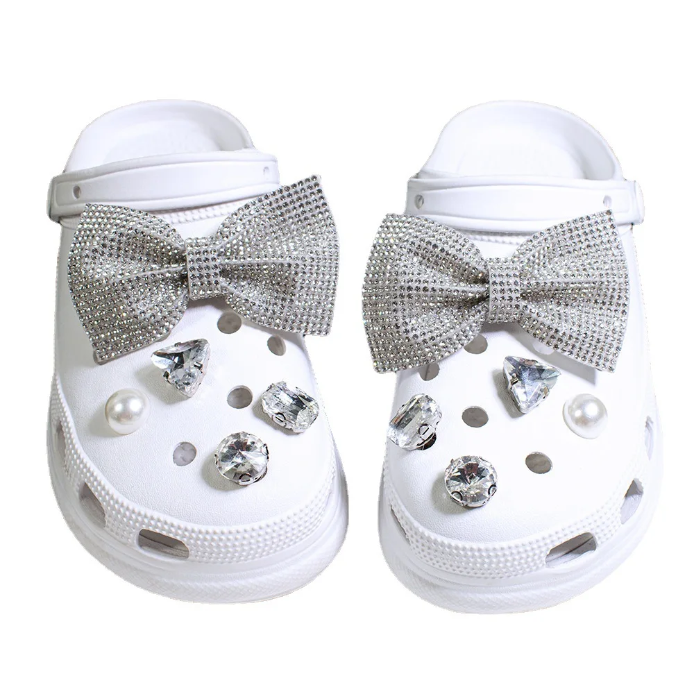 DIY Girls Shoe Decoration Buckle Charms Accessorie snowflake bowknot Crystal diamondCombination for croc Kid Party Gift