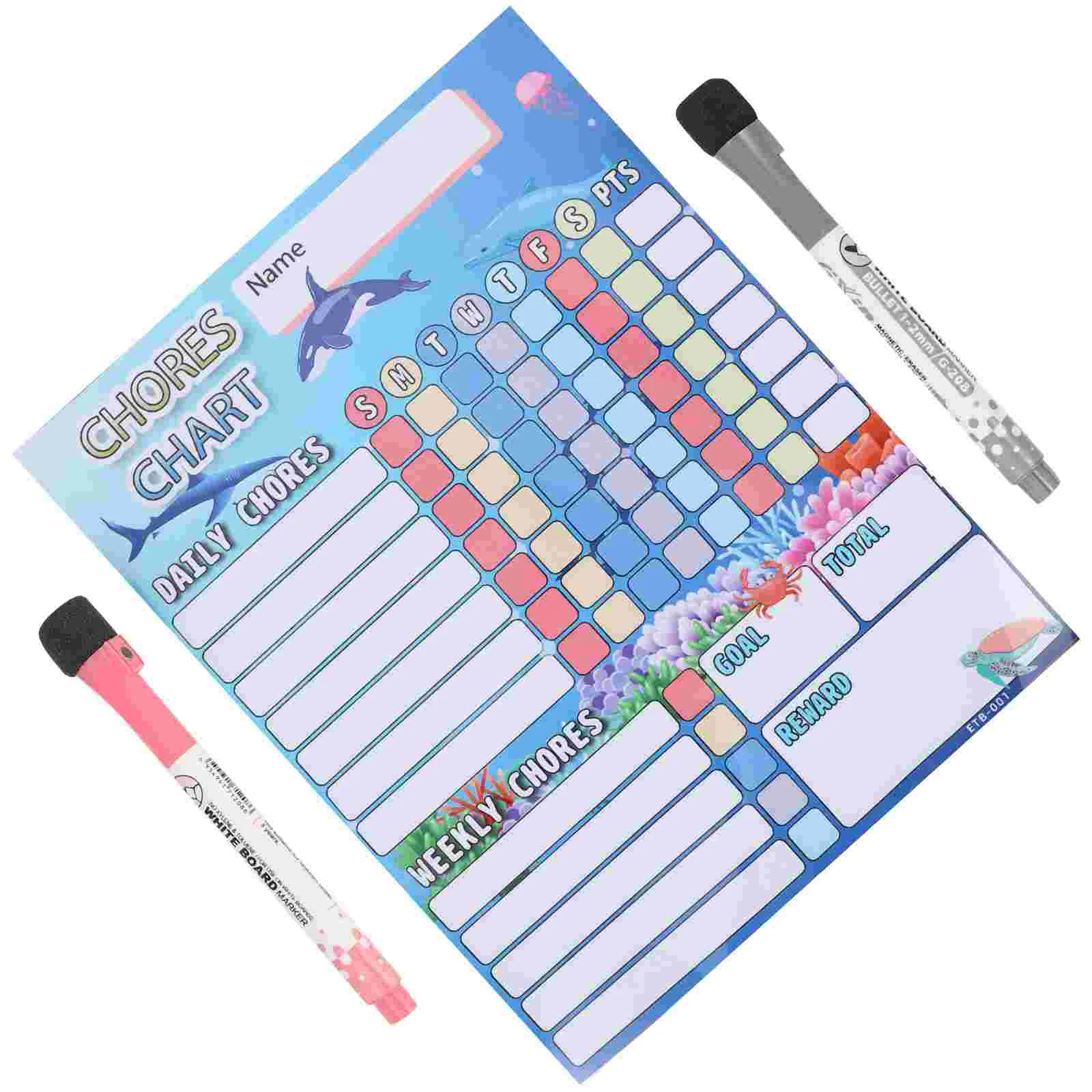 

Household Chores Fridge Magnet Children Supply Accessory Kids Convenient Behavior Chart Cartoon Reward Calendar Whiteboard