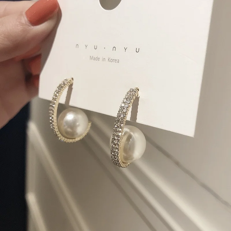 

Elegant Korean Style Simulated-Pearl Trendy Round Earring For Women Girls Dangle Earrings Pearl Ear Rings Bohemian Drop Earrings