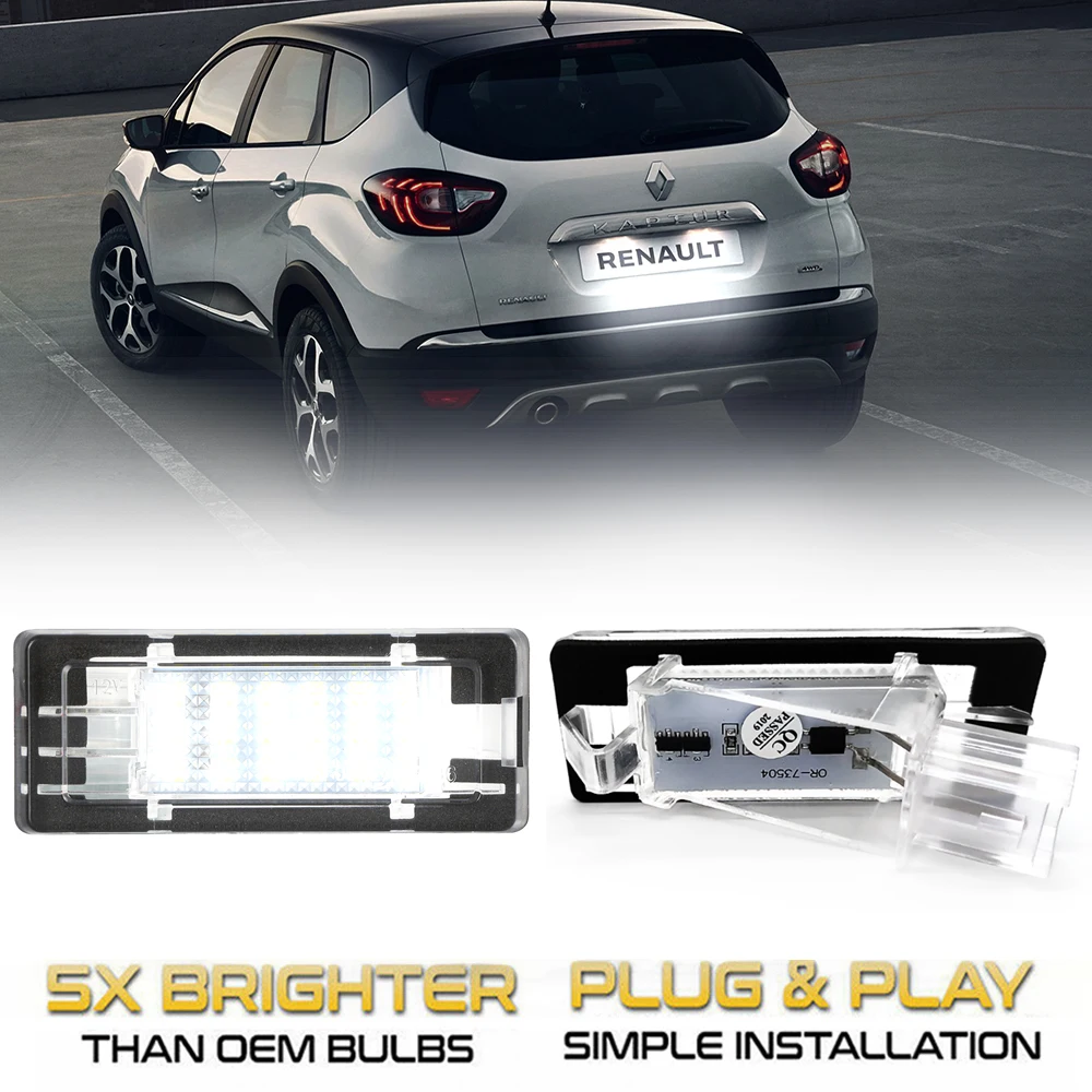 Светодиодная подсветка для номерного знака 2 шт. для Dacia Duster лодgy Renault Captur Espace Fluence, Scenic Laguna Latitude Modus Zoe