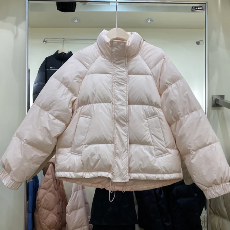 

AYUNSUE 2021 New Short White Duck Down Jacket Women Winter Casual Light Thin Long Sleeve Down Coat Female Loose Outwear Gxy1371