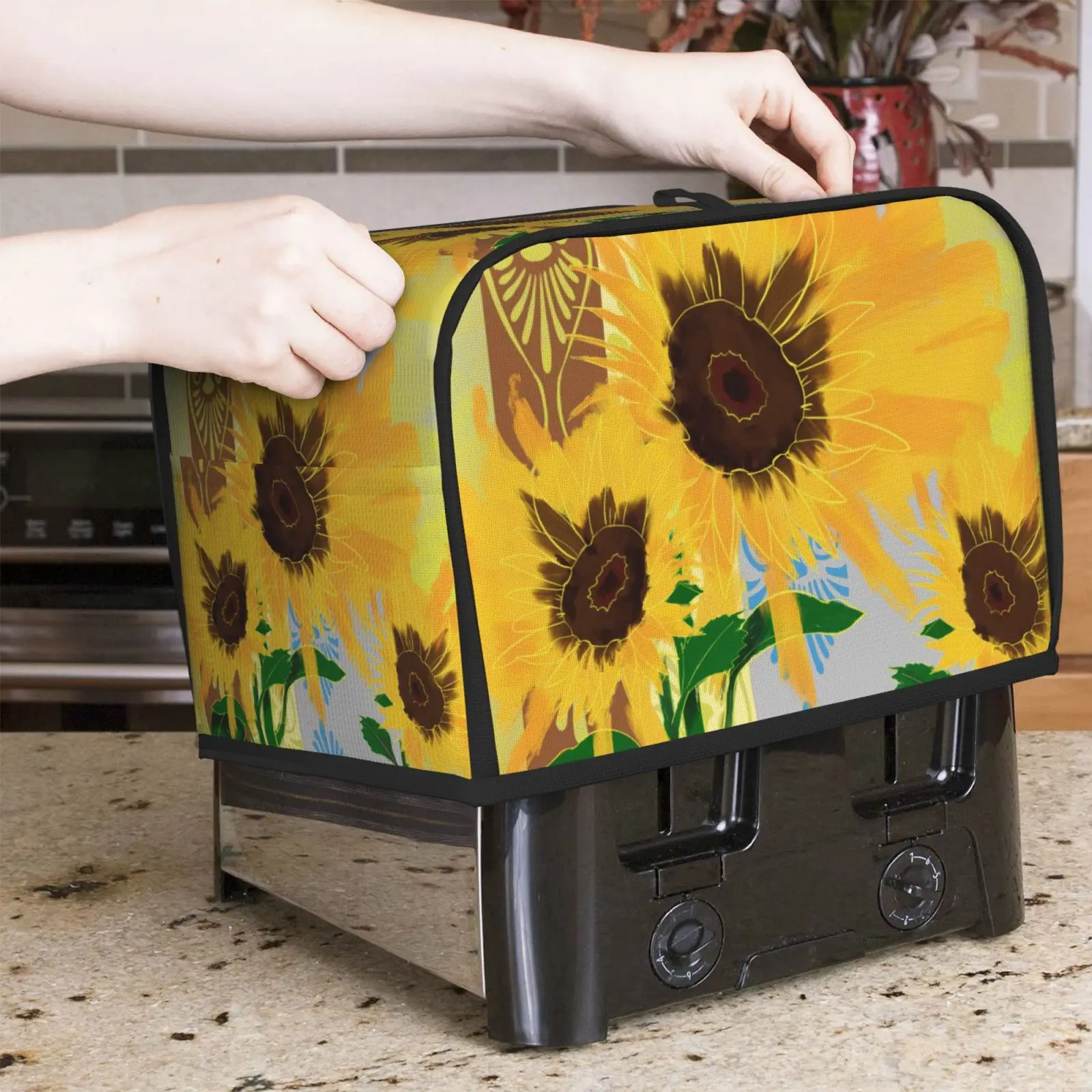 Чехол для тостера с подсолнухом пылезащитный чехол хлебопечки 2-х ломтиков
