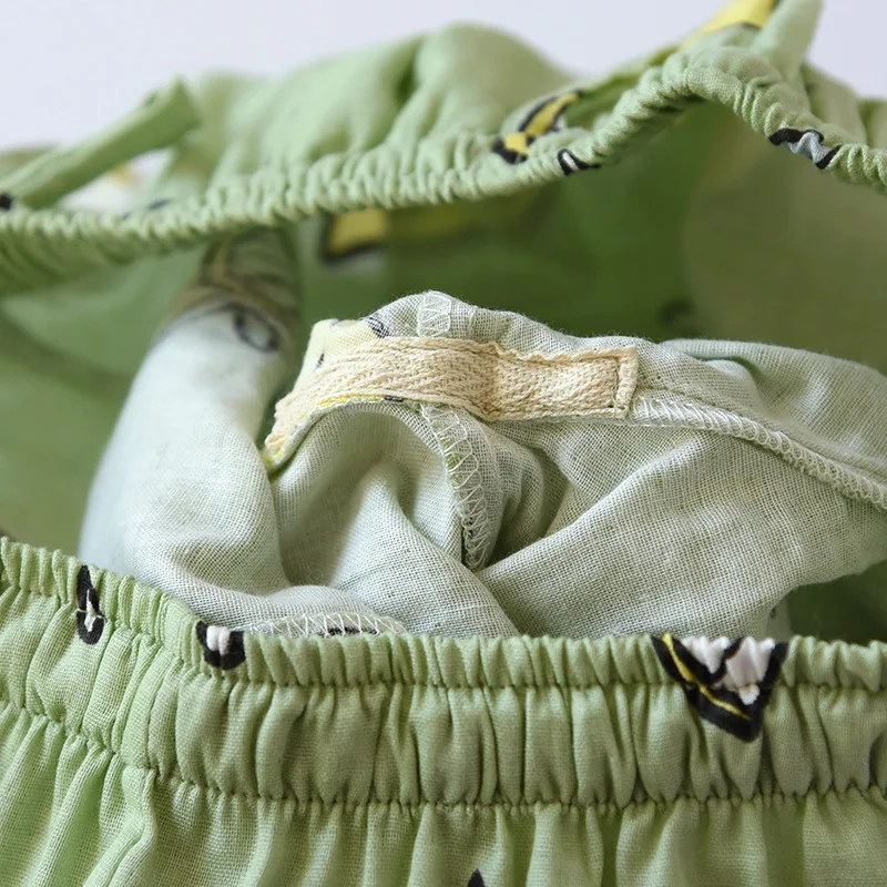 New Ladies 100% Gauze Cotton Sleep Bottom Flower Women Printed Large Size Loose Pants Fresh Style Female Homewear Pants