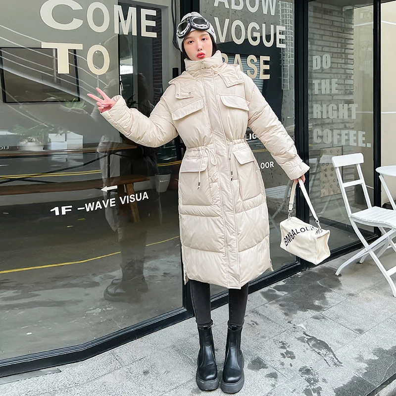 2022 New Winter Jacket Women Parka Fashion Long Coat Hooded Parkas Loose Warm Snow Wear Cotton Padded Winter Clothes