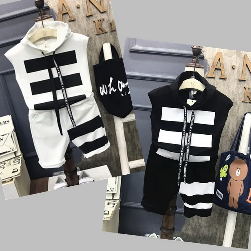 

Спортивный костюм для мальчиков 2-6 лет, футболка и шорты в полоску для активного отдыха, бейсбольная одежда