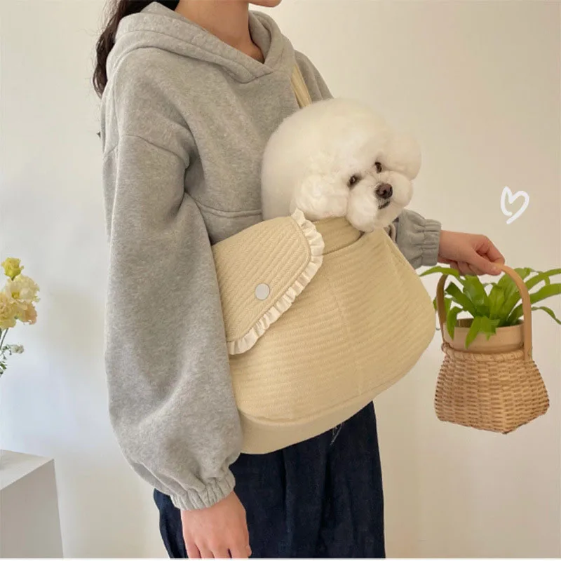 

Pet Supplies Pet Bag Messenger Large-Capacity Cat Bag Go Out Portable Cute Dog Canvas Backpack Small Dog Shoulder Cat Bag Puppy