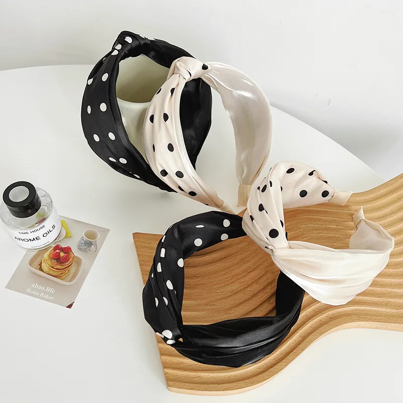 

Dot Retro Print Hairband Head Band Headwear Wide Knotted Hair Bands Hoops Headband for Women's Fashion Hair Accessories