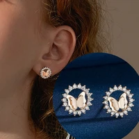 2022 new crystal zircon butterfly earrings for women fashion luxury zircon party ear jewelry girls gift