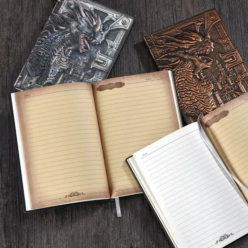 3D Dragon Relief Notebook Retro Embossed Dragon Notebook  European-Style Notebook Metal Three-Dimensional Business Notebook