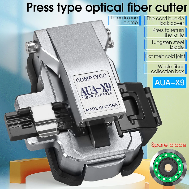 

AUA-X9 FTTH High-precision for Cold Joint/Hot Melt Optical Fiber Cleaver Machine 24 Surface Blade Cutting Tool