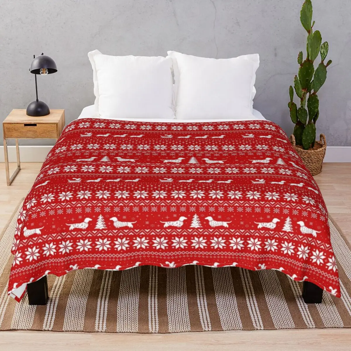 Dachshunds Christmas Blankets Fleece Print Ultra-Soft Throw Blanket for Bedding Sofa Camp Cinema