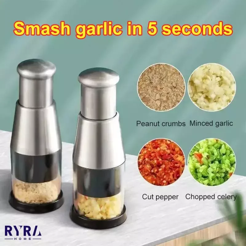 

NEW2023 Handheld Food Chopper Slicer Stainless Steel Garlic Masher Pressing Manual Onion Chopper Crusher Kitchen Slicer Peeler T