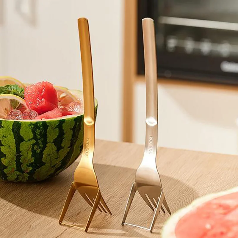 

Stainless Steel Watermelon Cut Portable Fruit Fork Slicing Knife Household Kitchen Multifunctional Gadgets Kitchen Accessories