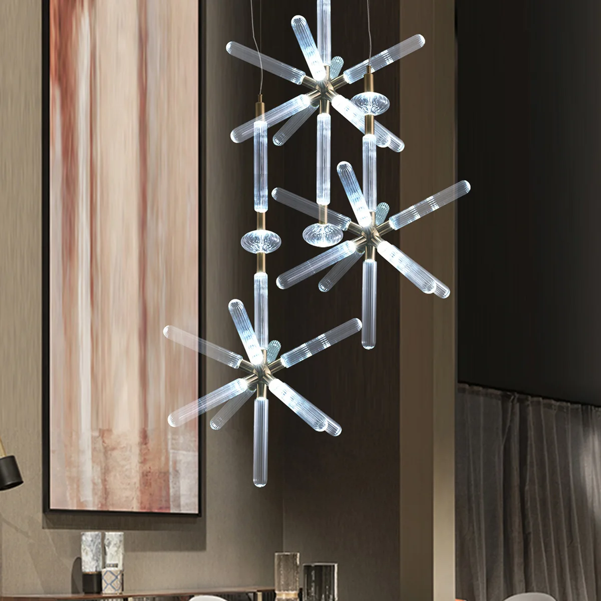 

Светодиодная люстра в стиле пост-модерн, роскошная дизайнерская лампа для столовой, кухонный прозрачный стеклянный подвесной светильник д...