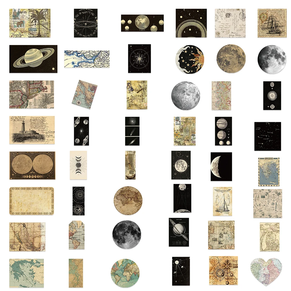 Стикеры в стиле ретро с картой мира 10/30/50 шт.