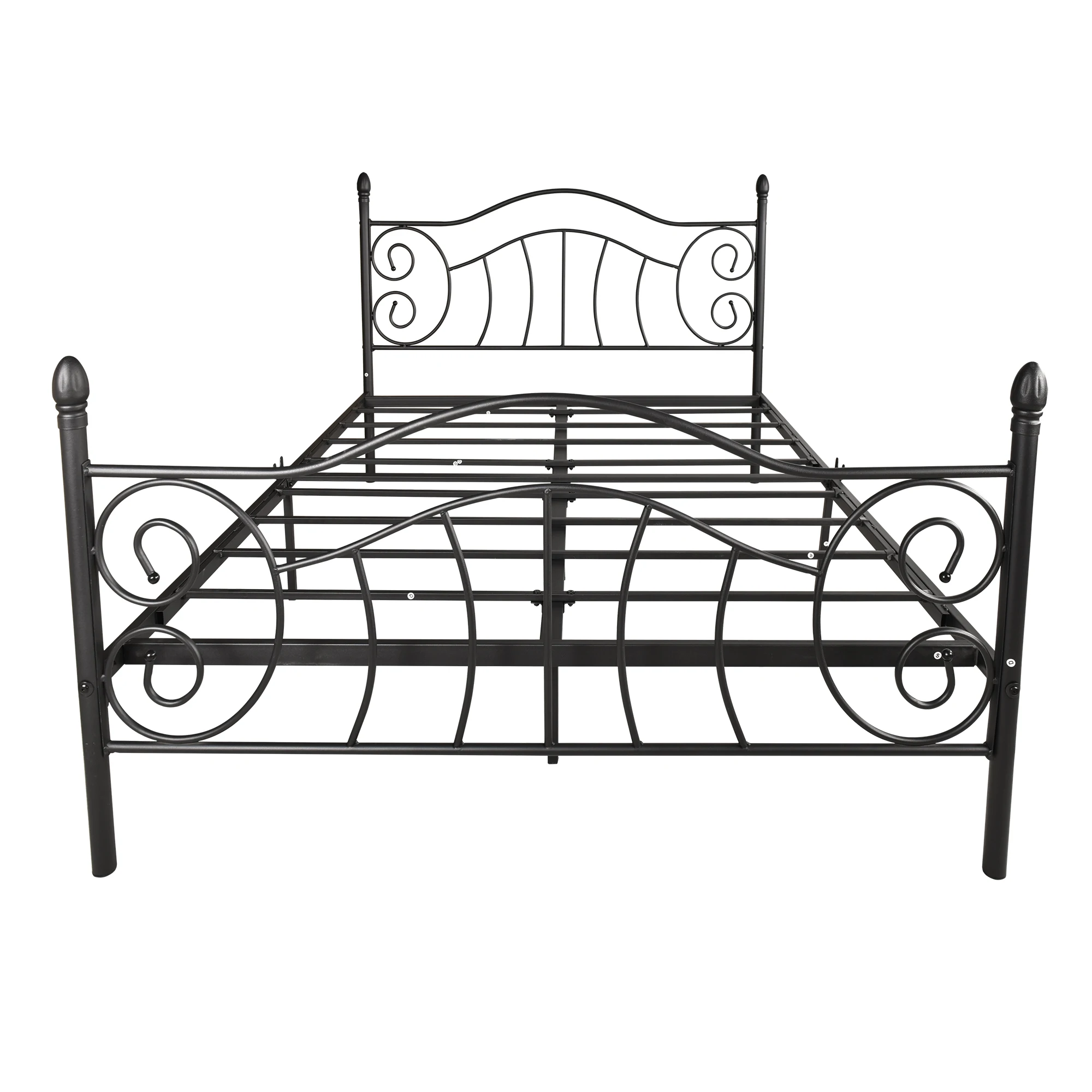 Metal Platform Mattress Foundation With Headboard Footboard,victorian Vintage Style,easy Assemble,black