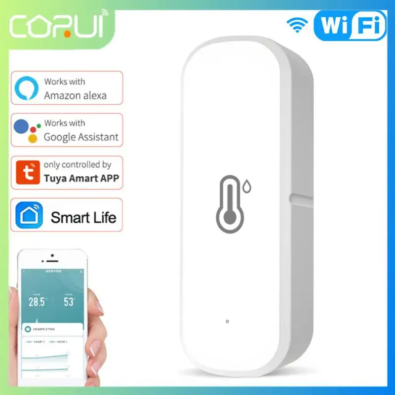 

CORUI Tuya Wifi умный датчик температуры и влажности Интеллектуальная связь Голосовое управление Умный дом умная жизнь Alexa Google Home