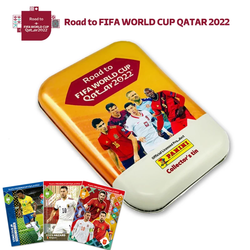 

PANINI Official ROAD TO FIFA WORLD CUP QATAR 2022 Soccer Stars Card Football Fans Limited Collector's Tin Box Collection Cards