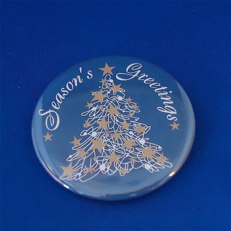 

SEASON'S GREETINGS BUTTONS Christmas Tree Pins