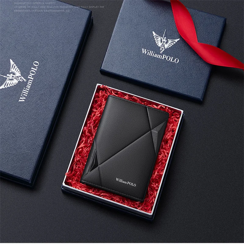 2022  new Wiliampolo men's wallet genuine leather card holder genuine cowhide men's wallet Fashion Design 2022 with gift box