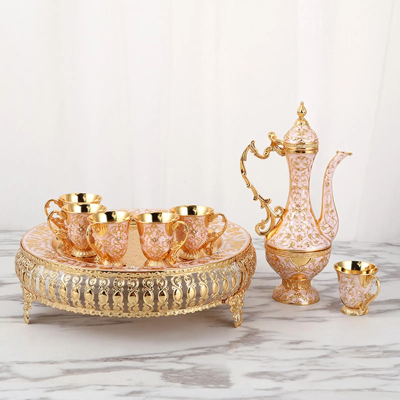 Роскошный винтажный Турецкий кофейник чайный набор украшения с 6 чашками поднос