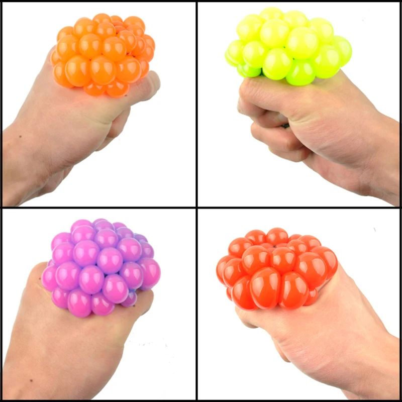 Цветная сетчатая мячик-антистресс, сжимаемая игрушка "Виноград", смешные шутки для детей и взрослых, подарки