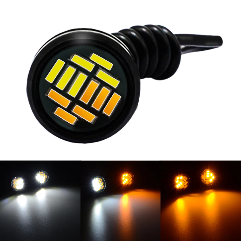 23mm 4014 12Smd Eagle Eye Turn Signal White Yellow DayTime Running Light Spot Signal Lamps Backup Car Motor Led Parking Day Lamp