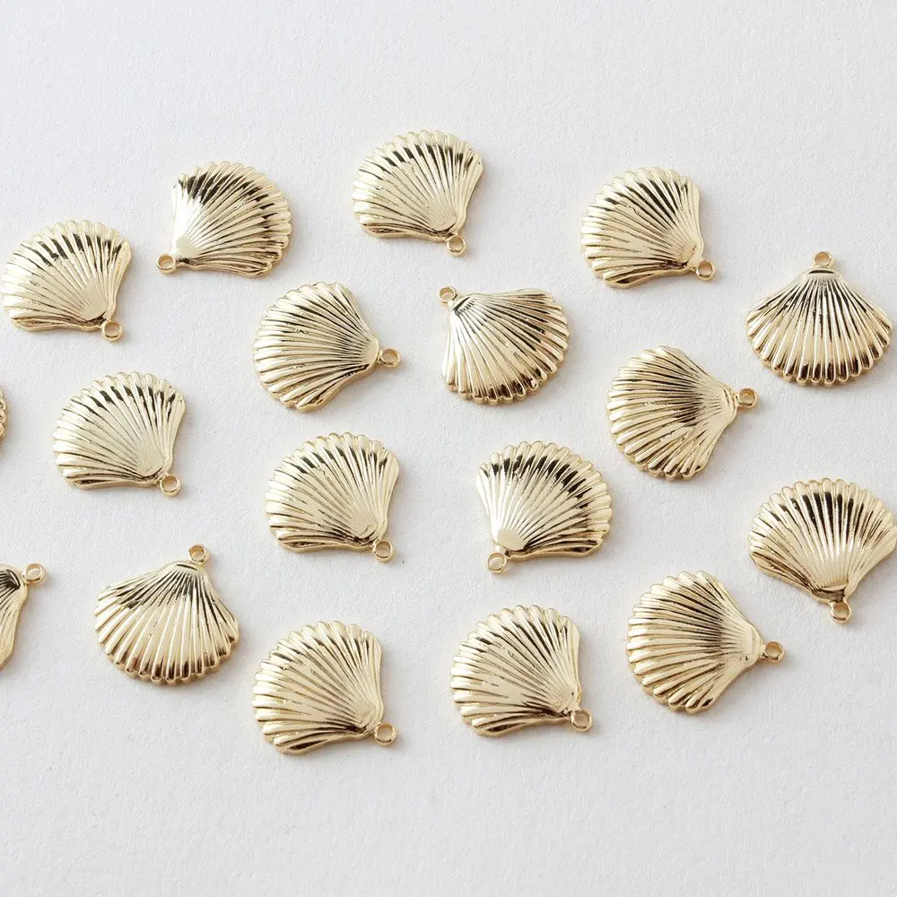 

6 шт., латунные подвески в форме ракушки, 13 мм