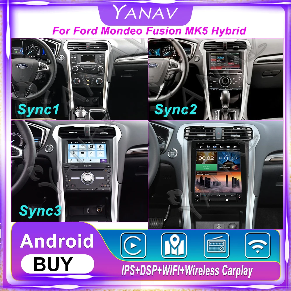 

128G 12.1Inch Tesla Style Touch Screen Car Radio For Ford Mondeo Fusion MK5 Hybrid Android Multimedia Video Player GPS Navigator