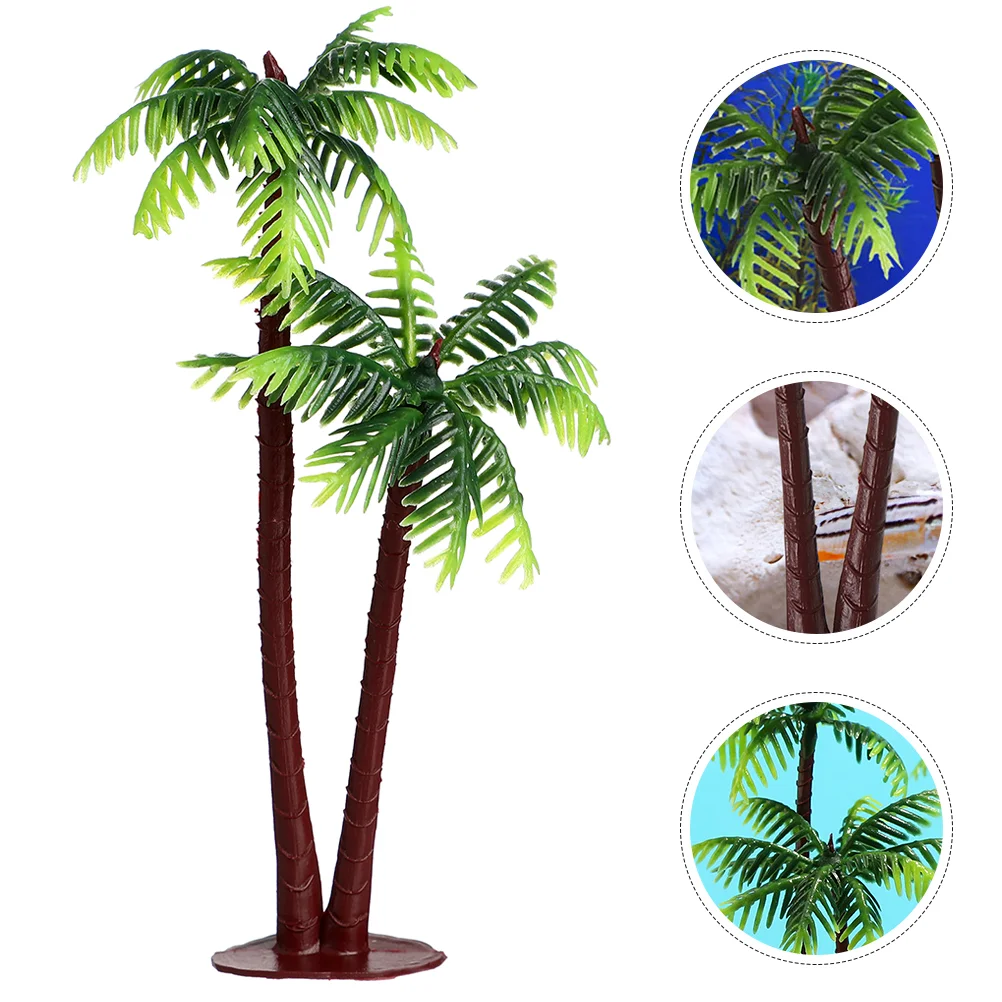 

20 Pcs Faux Plants Plastic Coconut Palm Tree Simulation Model Mini Aquarium Fish Tank Adornment Scenery Landscape