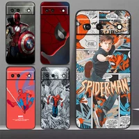 avengers spiderman phone case for google pixel 7 6 pro 6a 5a 5 4 4a xl 5g black shockproof silicone tpu cover