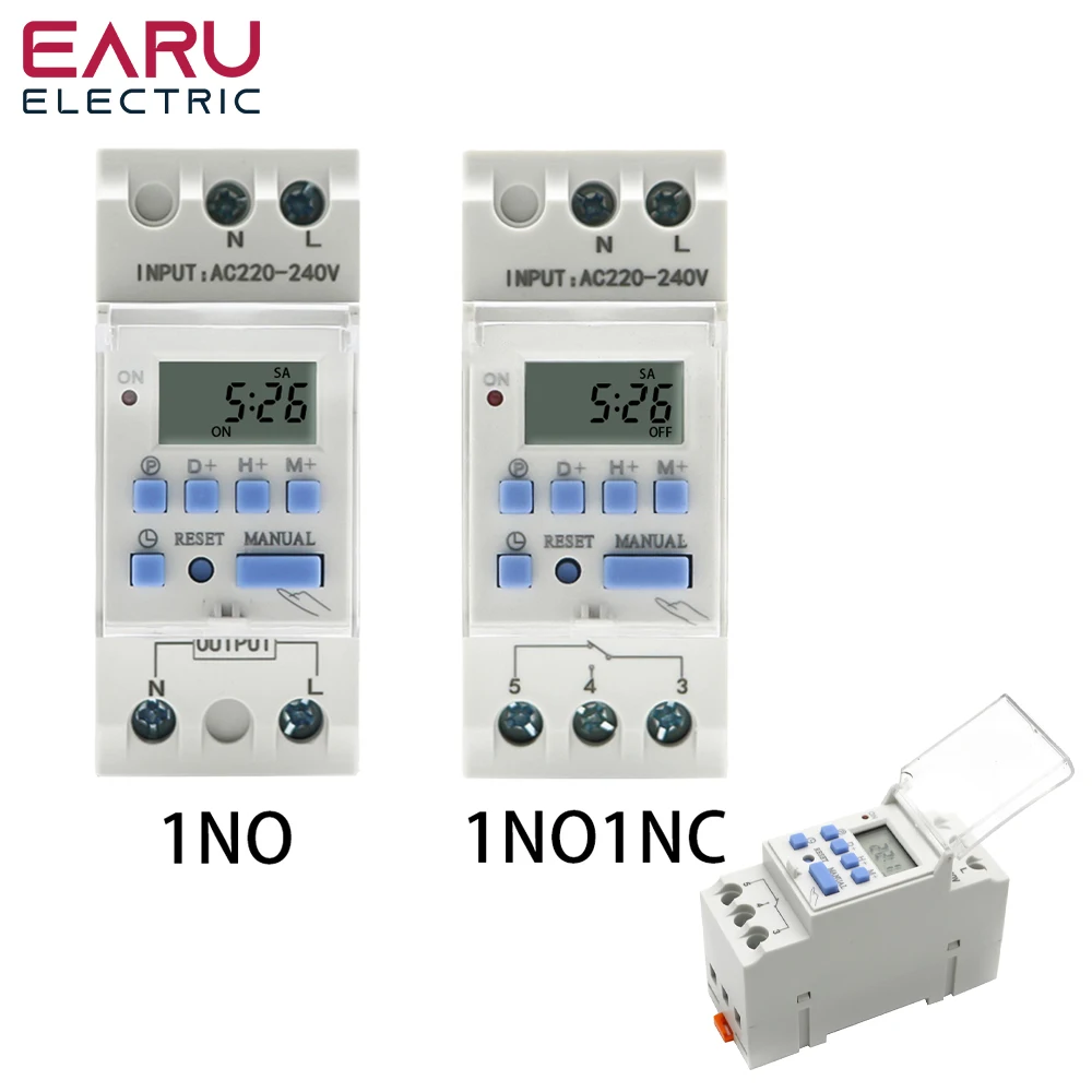 THC15A New type Din Rail 2 wire Weekly 7 Days Programmable Digital TIME SWITCH Relay Timer Control AC 220V 230V 12V 24V 48V 16A