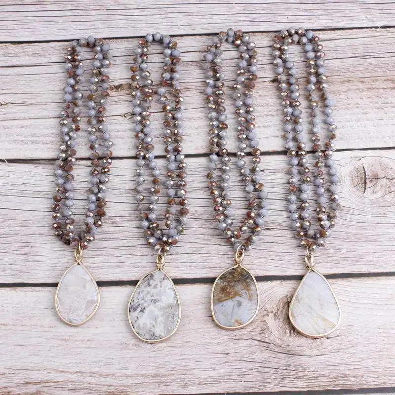 Подвеска-ожерелье из матового золота с искусственной подвеской 8 мм стеклянные