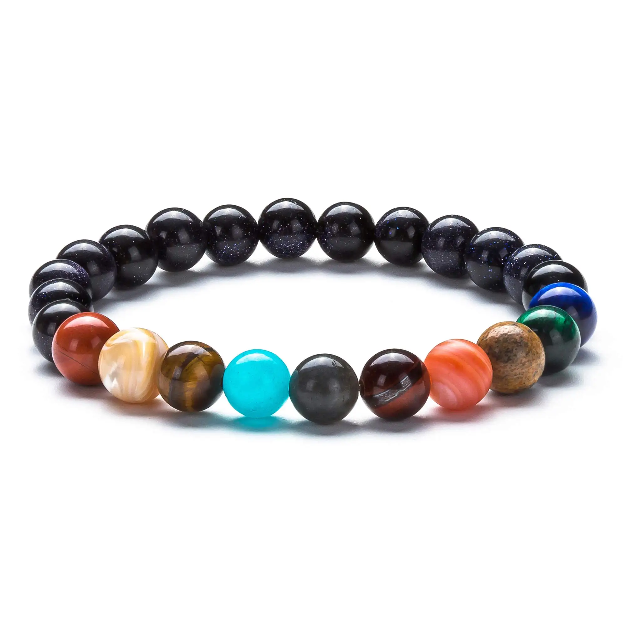 Женский браслет с солнечной системой бусинами из натурального камня в виде