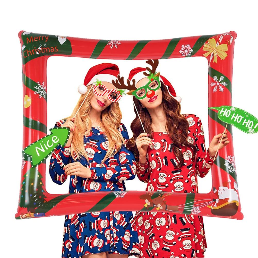 

Christmas Photo Booth Frame Props Prop Inflatable Party Balloons Selfie Picturemerry Decorationholiday Supplies Photobooth Decor