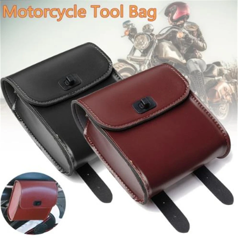 Mini PU Leather Motorcycle Multifunction Portable Handlebar Bar Front Saddle Hanging Bag Tool Bags