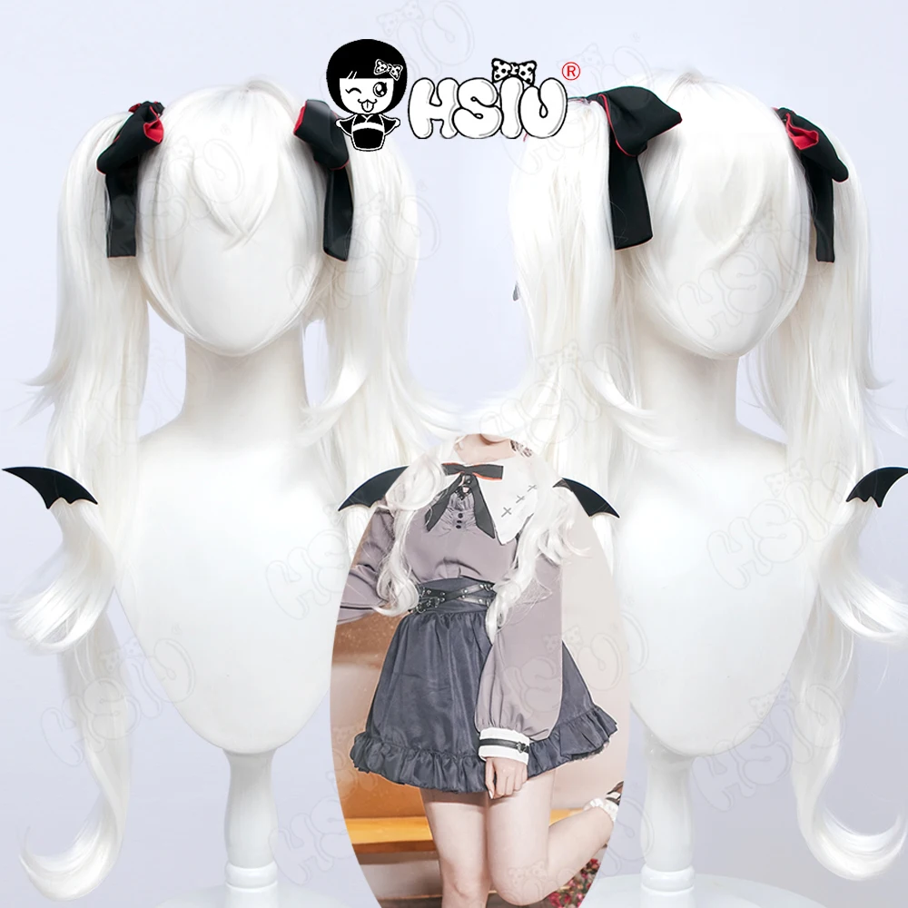 Kuzuha Sanya Cosplay Wig Costume VTuber Hololive Cosplay「HSIU 」Fiber synthetic wig White double ponytail long hair