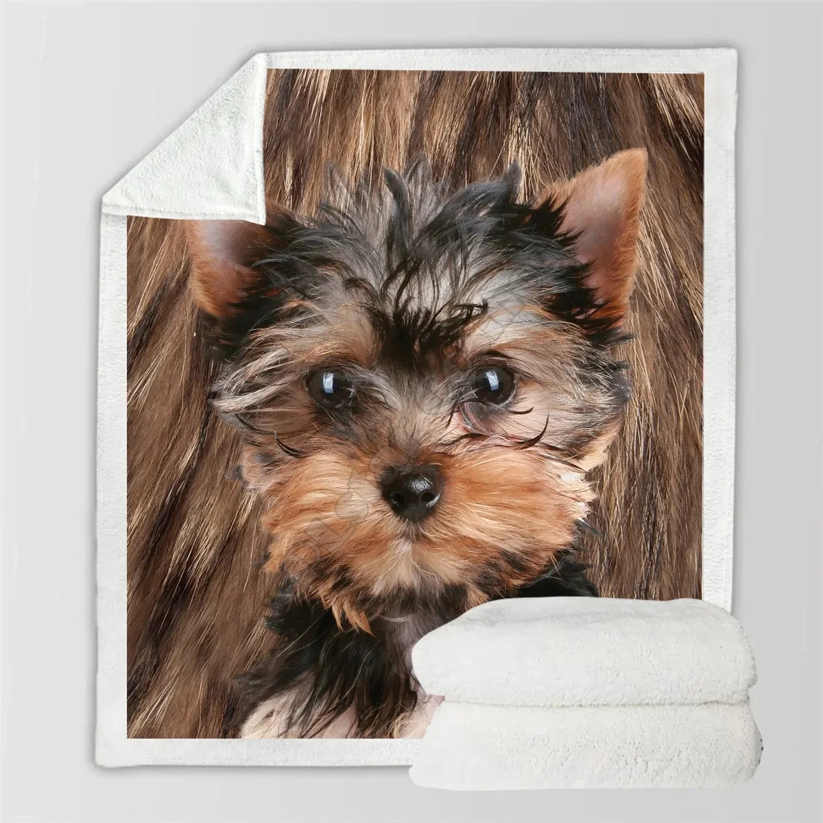 

Yorkshire Terrier Cozy Premium Fleece Blanket 3D Printed Sherpa Blanket on Bed Home Textiles 06