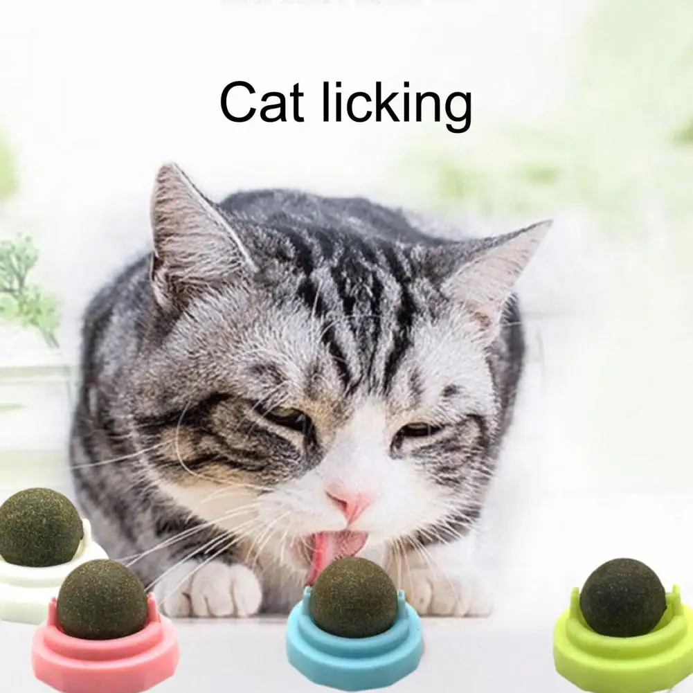 

Cat Licking Toy 360 Degree Rotatable Natural Materials Increase Appetite Teeth Grinding Catnip Wall Ball Cat Toy