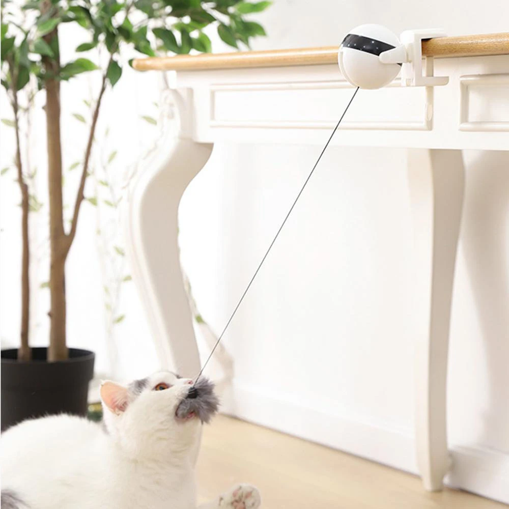 

Funny Electric Cat Toy Lifting Ball Cats Teaser Toy Electric Flutter Rotating Cat Toys Electronic Motion Pet Toys Interactive