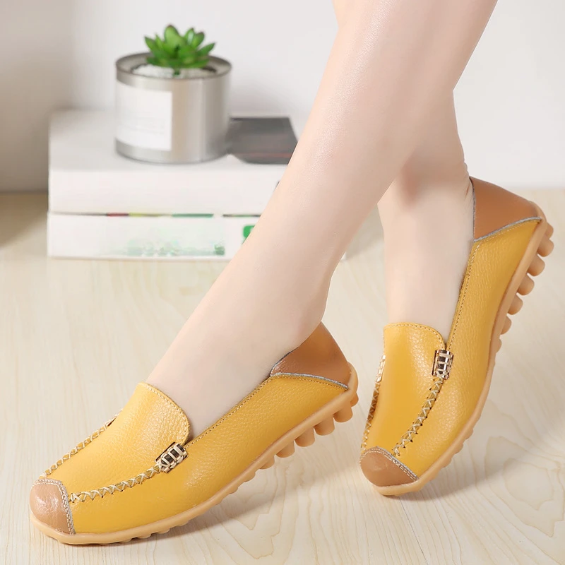 

BCEBYL Spring Summer New Round Head Shallow Mouth Breathable Metal Decoration Sports Leisure Comfortable Flat Shoes